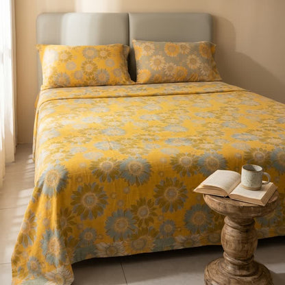 Ownkoti Sunflower Garden Cotton Gauze Bedspread - image 1