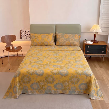 Ownkoti Sunflower Garden Cotton Gauze Bedspread - Orange - 2PCS Pillowcases - 40" x 20" - image 0