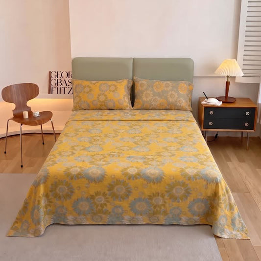 Ownkoti Sunflower Garden Cotton Gauze Bedspread - Orange - 2PCS Pillowcases - 40" x 20" - image 0
