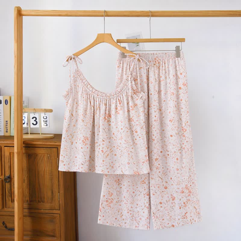Ownkoti Ditsy Floral Tie Strap Cami Loungewear Set - image 1