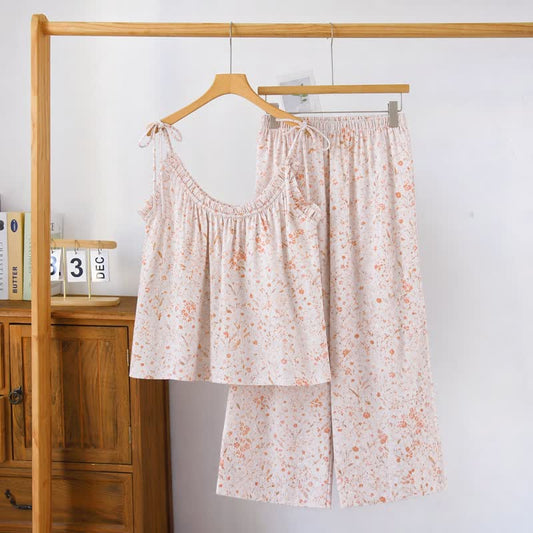 Ownkoti Ditsy Floral Tie Strap Cami Loungewear Set - Pink - XL - image 0