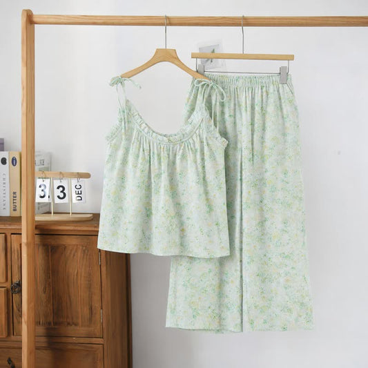 Ownkoti Rose Floral Spaghetti Strap Loungewear - Green - XL - image 0