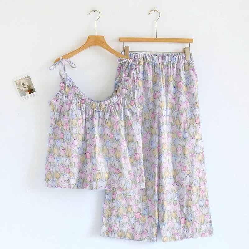 Ownkoti Tulip Tie Strap Cami Lounge Set - Purple - XL - image 5