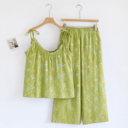 Ownkoti Ditsy Floral Spaghetti Strap Loungewear - Green - XL - image 0