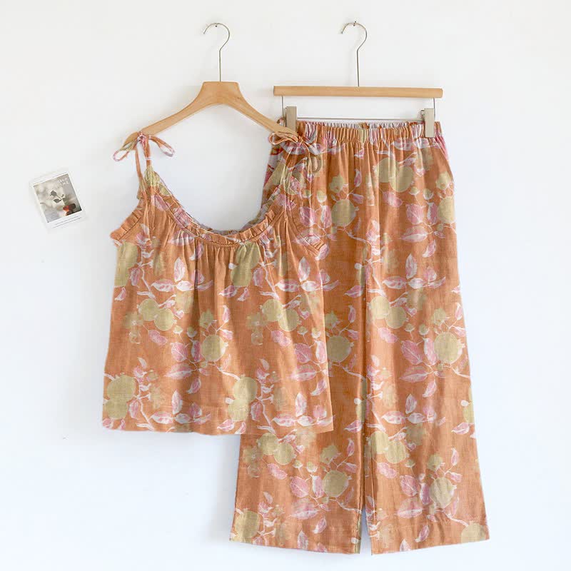 Ownkoti Blush Floral Spaghetti Strap Loungewear - Coral Orange - XL - image 4