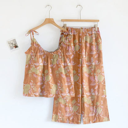 Ownkoti Blush Floral Spaghetti Strap Loungewear - Coral Orange - XL - image 4