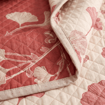 Ownkoti Red Ginkgo Leaf Pattern Cotton Blanket - image 8
