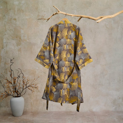 Ownkoti Vintage Ginkgo Leaf Cotton Double Gauze Robe - image 7