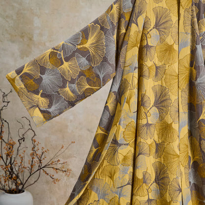 Ownkoti Vintage Ginkgo Leaf Cotton Double Gauze Robe - image 9