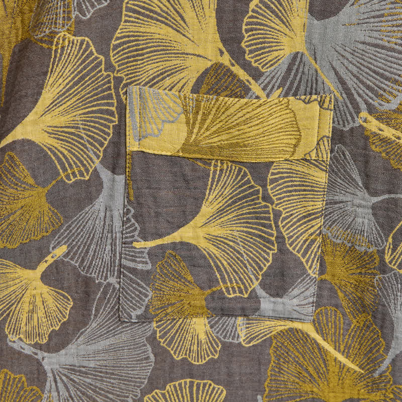 Ownkoti Vintage Ginkgo Leaf Cotton Double Gauze Robe - image 10