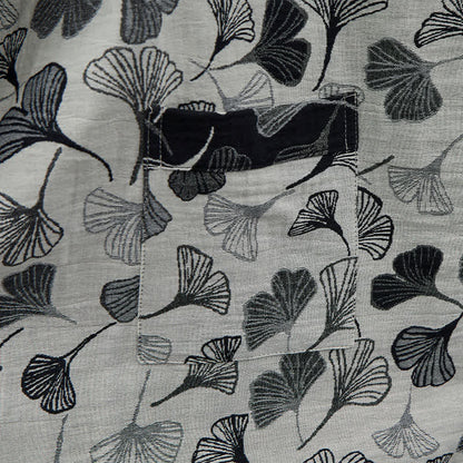 Ownkoti Black White Ginkgo Leaf Cotton Kimono Robe - image 12