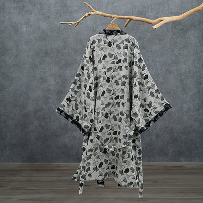 Ownkoti Black White Ginkgo Leaf Cotton Kimono Robe - image 8