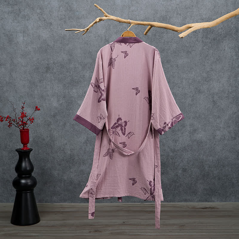 Ownkoti Butterfly Cotton Double Gauze Kimono Robe - image 8