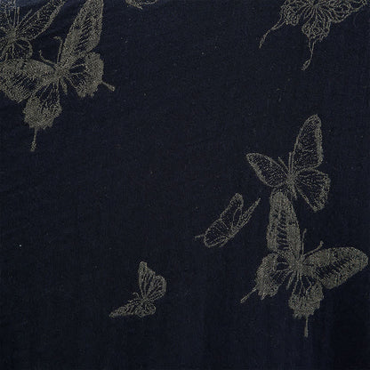 Ownkoti Navy Butterfly Cotton Double Gauze Kimono Robe - image 6