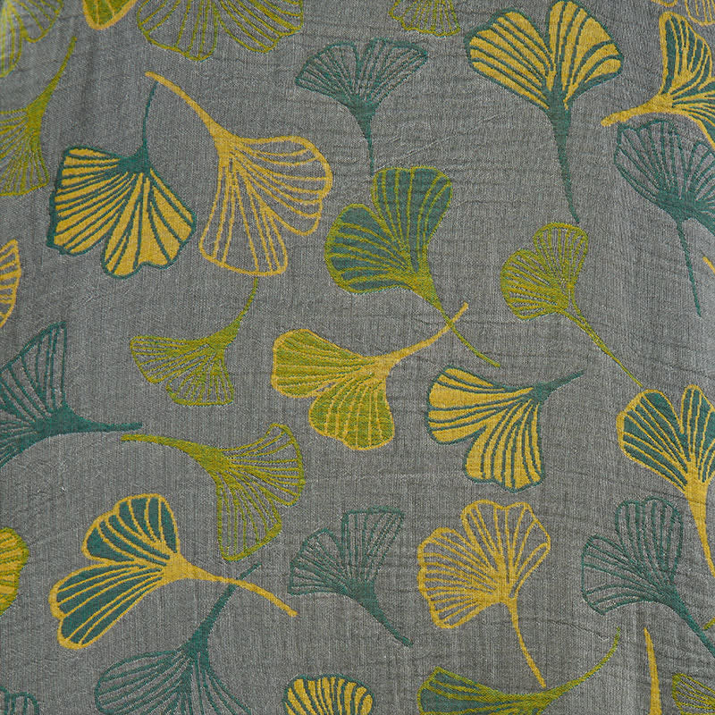 Ownkoti Green Gray Ginkgo Leaf Cotton Kimono Robe - image 13