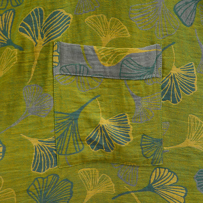 Ownkoti Green Gray Ginkgo Leaf Cotton Kimono Robe - image 5