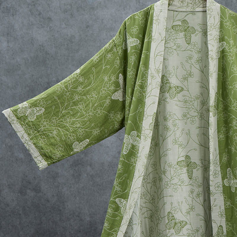 Ownkoti Olive Botanical Butterfly Kimono Bathrobe - image 2
