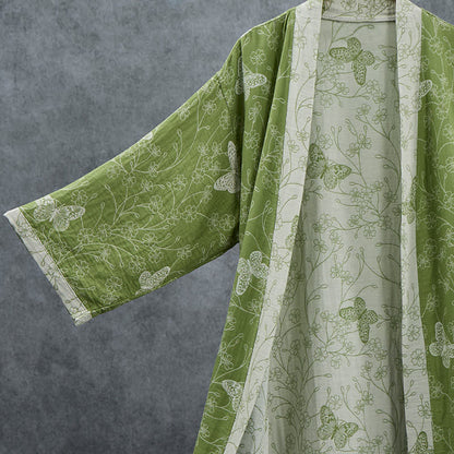 Ownkoti Olive Botanical Butterfly Kimono Bathrobe - image 2