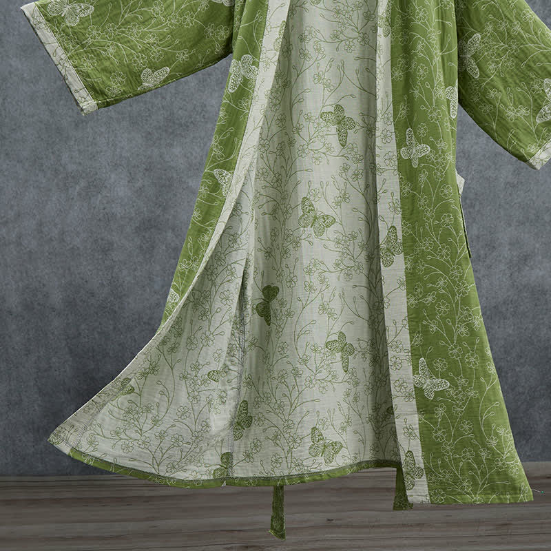 Ownkoti Olive Botanical Butterfly Kimono Bathrobe - image 4
