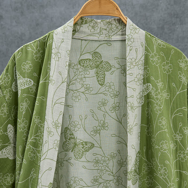 Ownkoti Olive Botanical Butterfly Kimono Bathrobe - image 4
