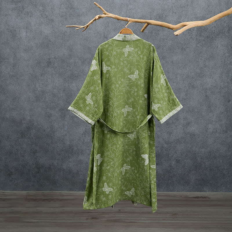 Ownkoti Olive Botanical Butterfly Kimono Bathrobe - image 1