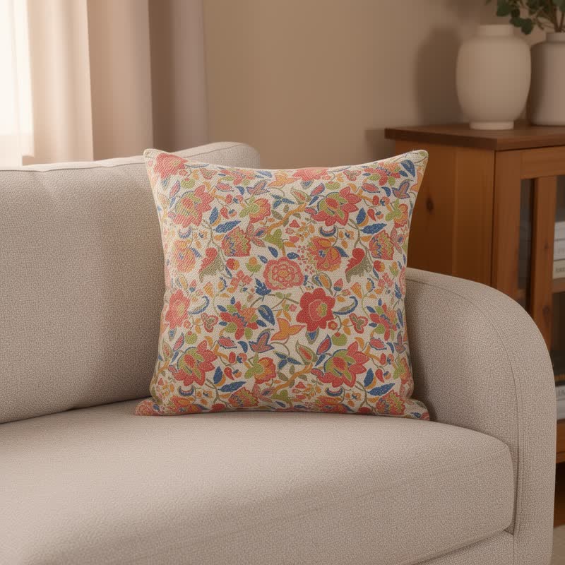 Ownkoti Vintage Pink Floral Double Gauze Throw Pillow - image 4
