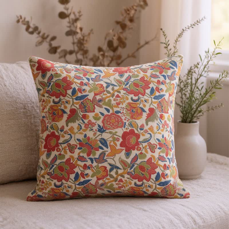 Ownkoti Vintage Pink Floral Double Gauze Throw Pillow - image 1