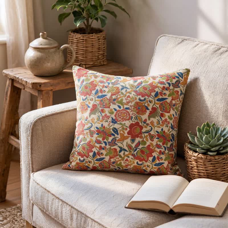 Ownkoti Vintage Pink Floral Double Gauze Throw Pillow - image 3