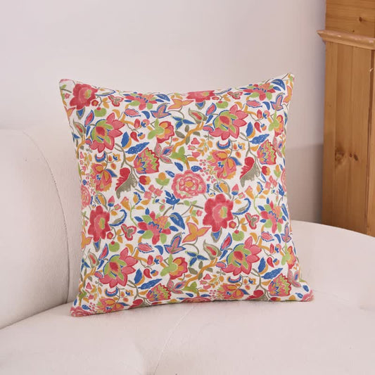 Ownkoti Vintage Pink Floral Double Gauze Throw Pillow - Multicolor - 18" × 18" - With Insert - image 0