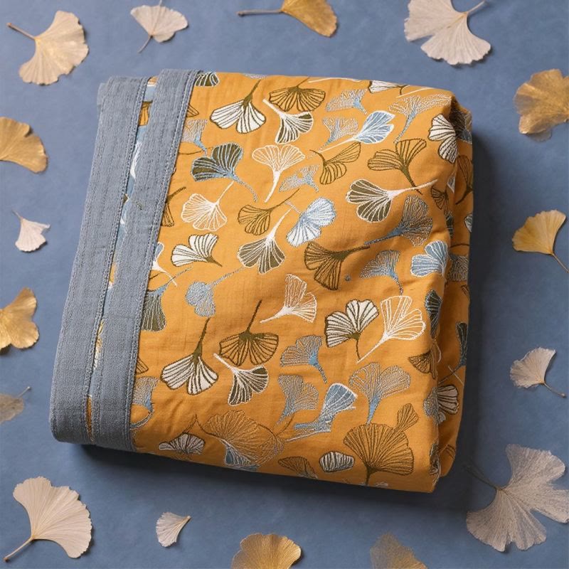 Ownkoti Golden Ginkgo Reversible Cotton Blanket - image 5