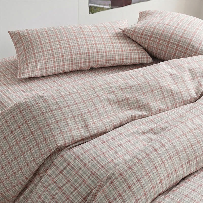 Ownkoti Pink Plaid Twin XL Dorm Bedding Set - image 3