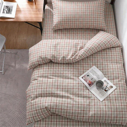 Ownkoti Pink Plaid Twin XL Dorm Bedding Set - Pink & Grey Plaid - Twin XL - 5-Piece Complete Set - image 0