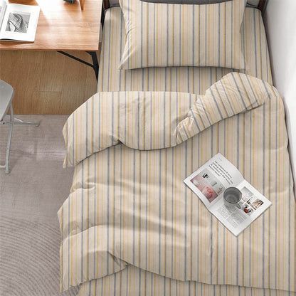 Ownkoti Neutral Striped Twin XL Dorm Bedding Set - Yellow & Grey Striped - Twin XL - 5-Piece Complete Set - image 0