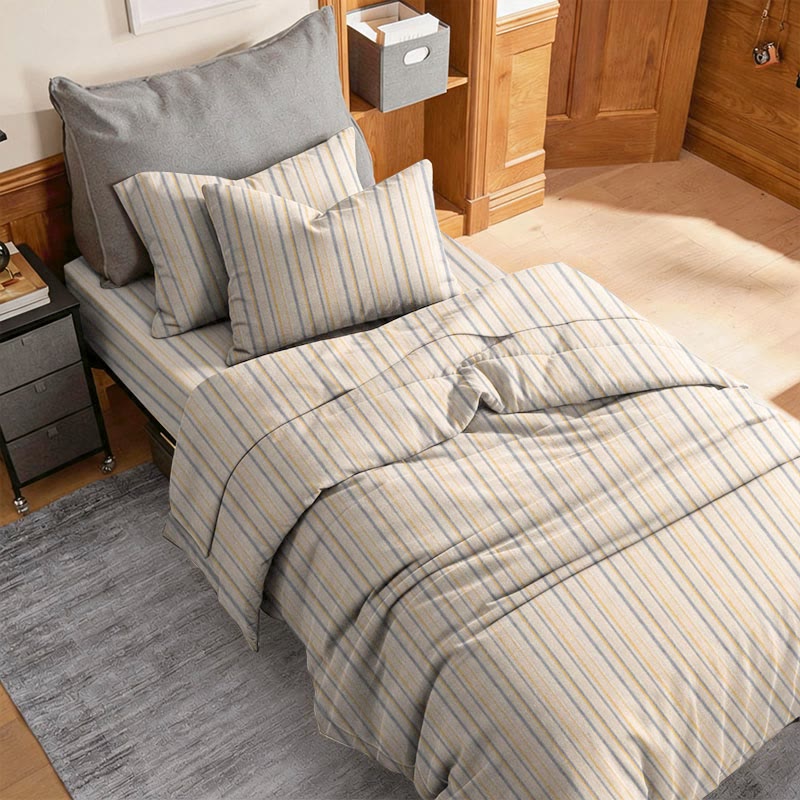 Ownkoti Neutral Striped Twin XL Dorm Bedding Set - image 1