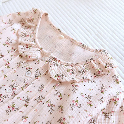 Ownkoti Dainty Floral Ruffle Collar Cotton Muslin Nightgown - image 1