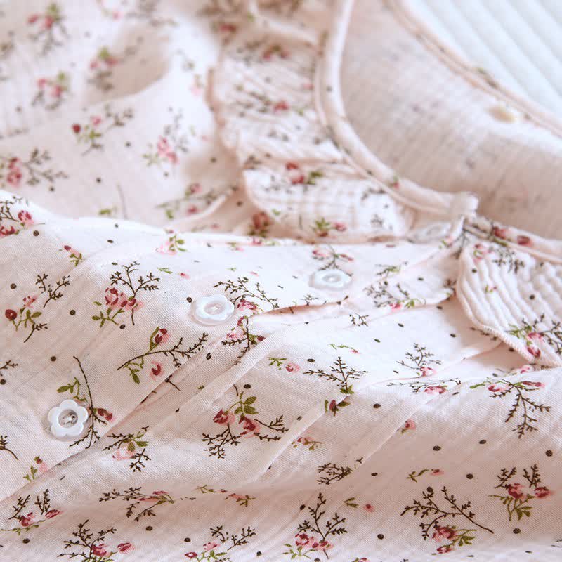 Ownkoti Dainty Floral Ruffle Collar Cotton Muslin Nightgown - image 3