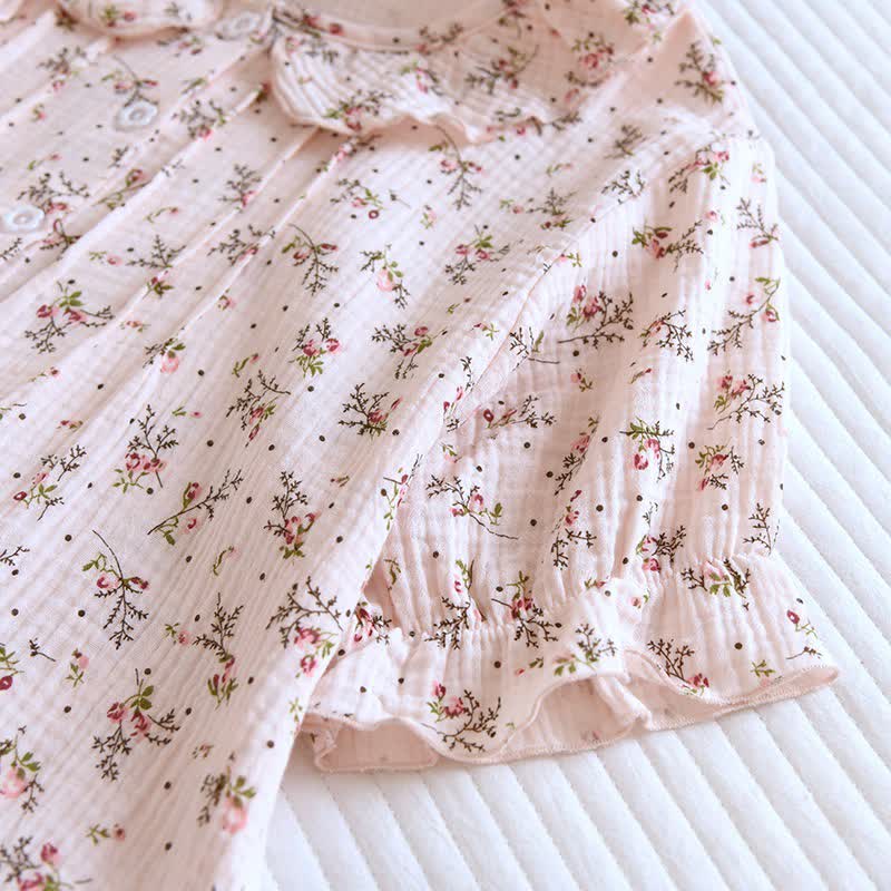 Ownkoti Dainty Floral Ruffle Collar Cotton Muslin Nightgown - image 4