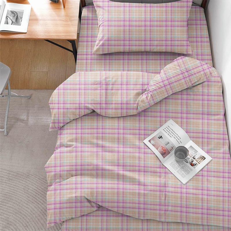 Ownkoti Soft Purple Plaid Twin XL Dorm Bedding Set - Pastel Purple Plaid - Twin XL - 5-Piece Complete Set - image 0