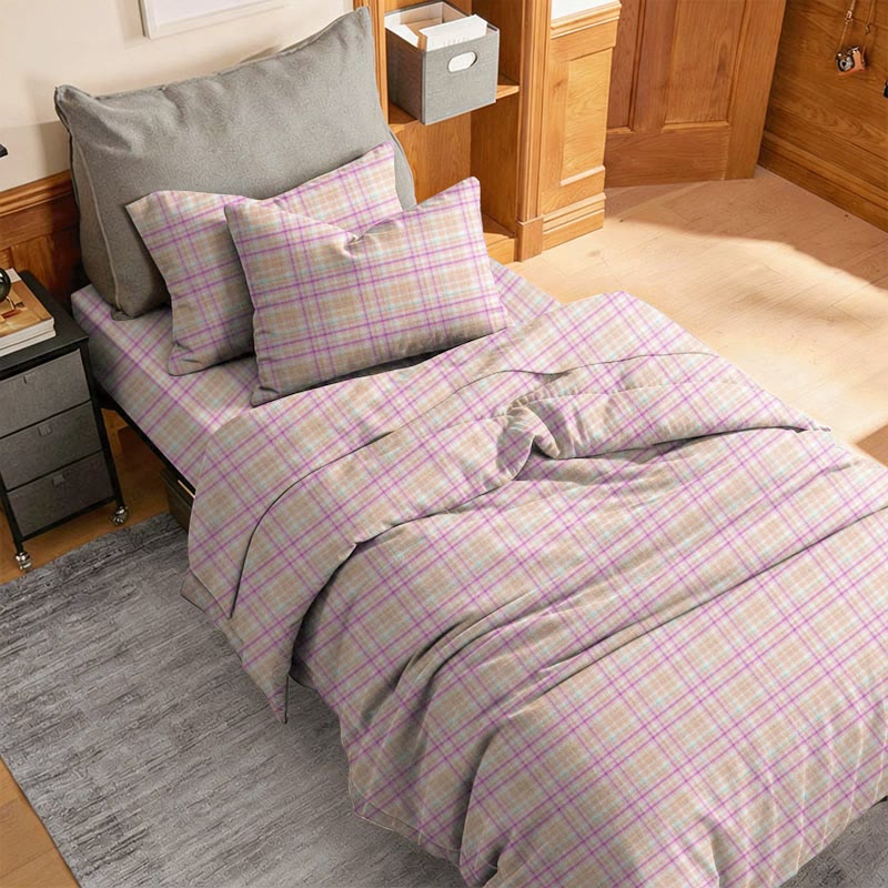 Ownkoti Soft Purple Plaid Twin XL Dorm Bedding Set - image 2