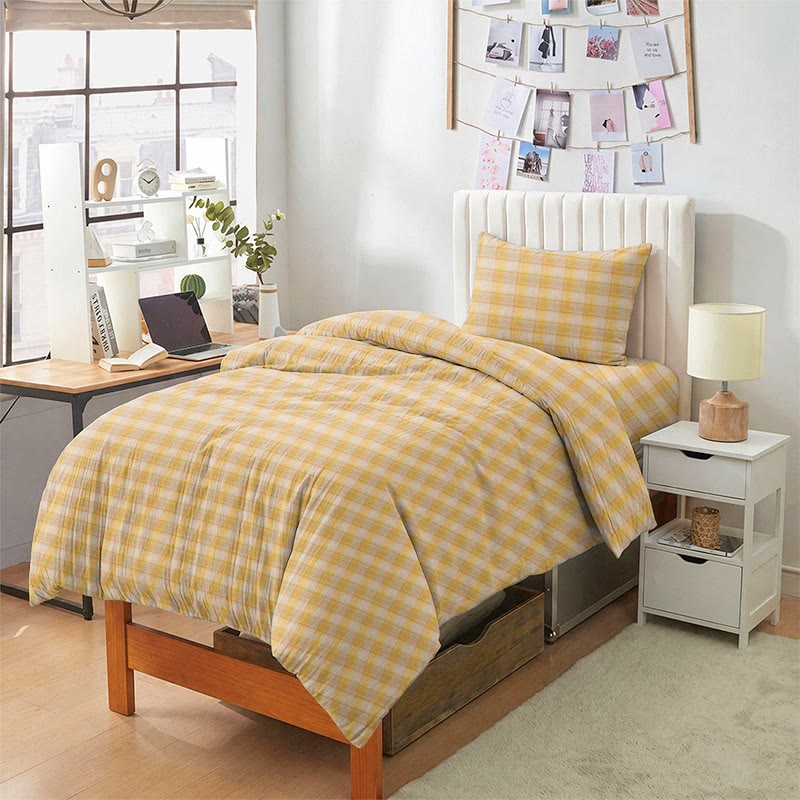Ownkoti Pastel Gingham Twin XL Bedding Set - Yellow - Twin XL - 5-Piece Complete Set - image 6