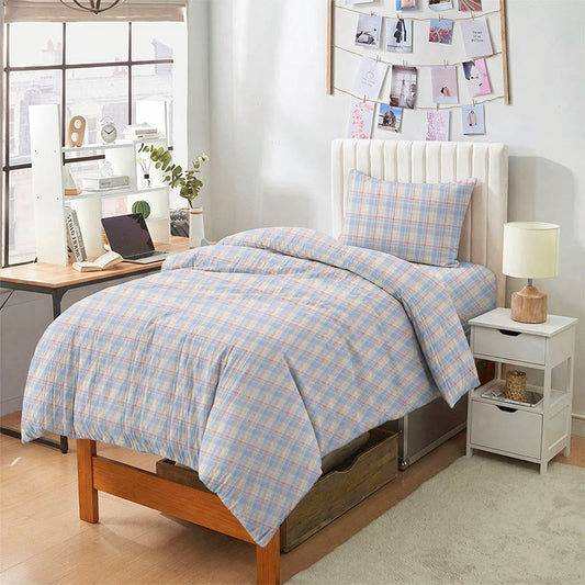 Ownkoti Pastel Gingham Twin XL Bedding Set - Blue - Twin XL - 5-Piece Complete Set - image 0