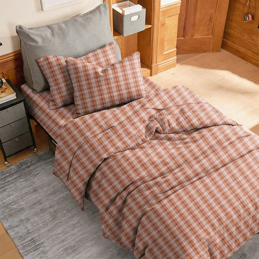 Ownkoti Cottage Plaid Twin XL Dorm Bedding Set - Caramel - Twin XL - 5-Piece Complete Set - image 0