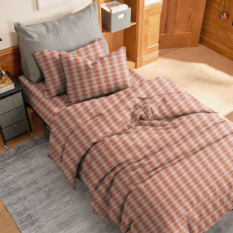 Ownkoti Cottage Plaid Twin XL Dorm Bedding Set - Caramel - Twin XL - 5-Piece Complete Set - image 0