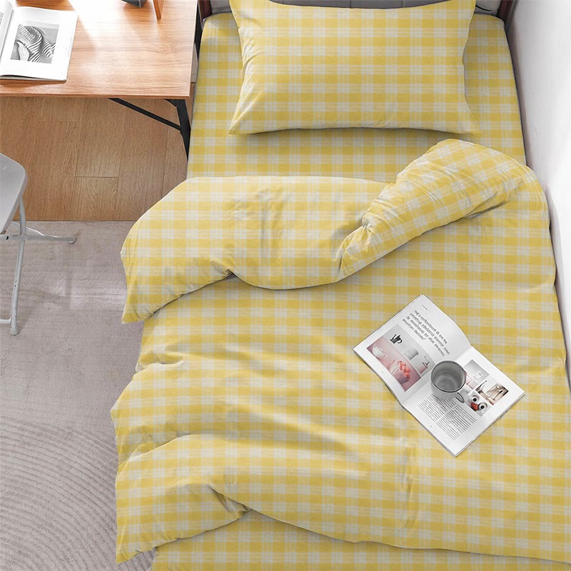 Ownkoti Sunny Gingham Twin XL Dorm Bedding Set - Yellow - Twin XL - 5-Piece Complete Set - image 0