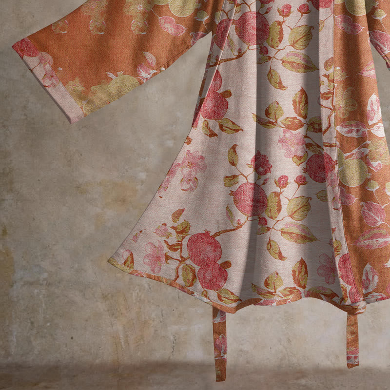 Ownkoti Botanical Pomegranate Print Cotton Kimono Robe - image 4