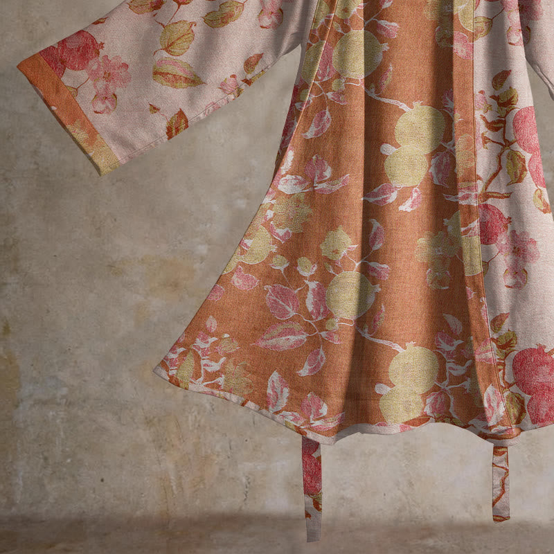 Ownkoti Botanical Pomegranate Print Cotton Kimono Robe - image 9