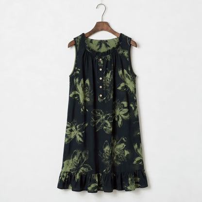 Ownkoti Botanical Nocturne Floral Cotton Lounge Dress - Dark Green - L - image 0