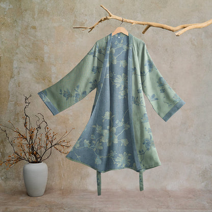 Ownkoti Sage Blue Floral Cotton Kimono Robe - Sage & Blue - 2XL - image 5