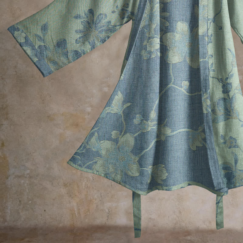 Ownkoti Sage Blue Floral Cotton Kimono Robe - image 7