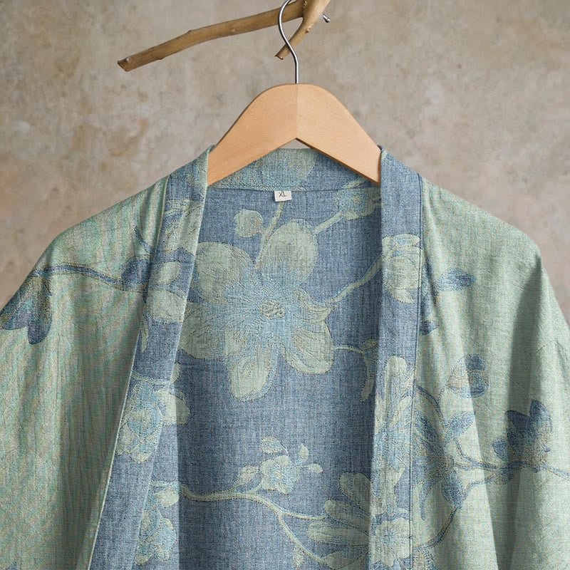 Ownkoti Sage Blue Floral Cotton Kimono Robe - image 8